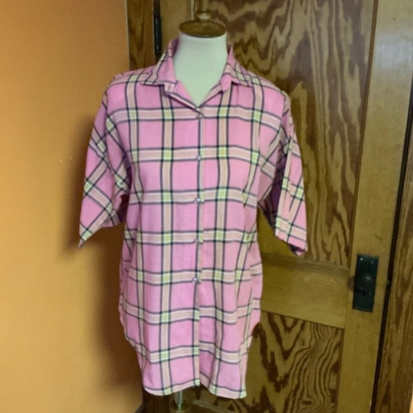 3 for 20 $ bundle Vintage 60s pink plaid housewife oversized shirt - Picture 3 of 9
